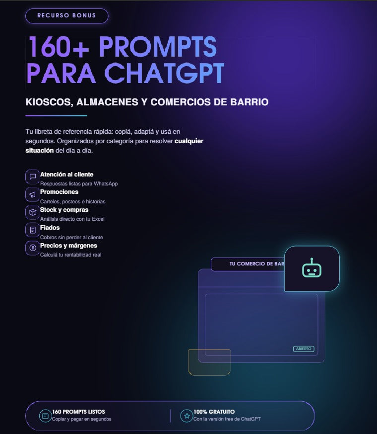 +160 PROMPTS PARA KIOSCOS CHATGPT