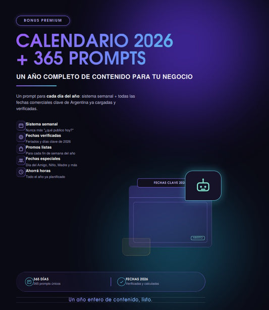 CALENDARIO COMERCIAL 2026 +365 PROMOS LISTAS +365 PROMPTS